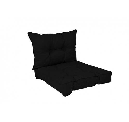 Set de 2 Coussins de Chaise de Jardin, Noir 40x40 + 50x40