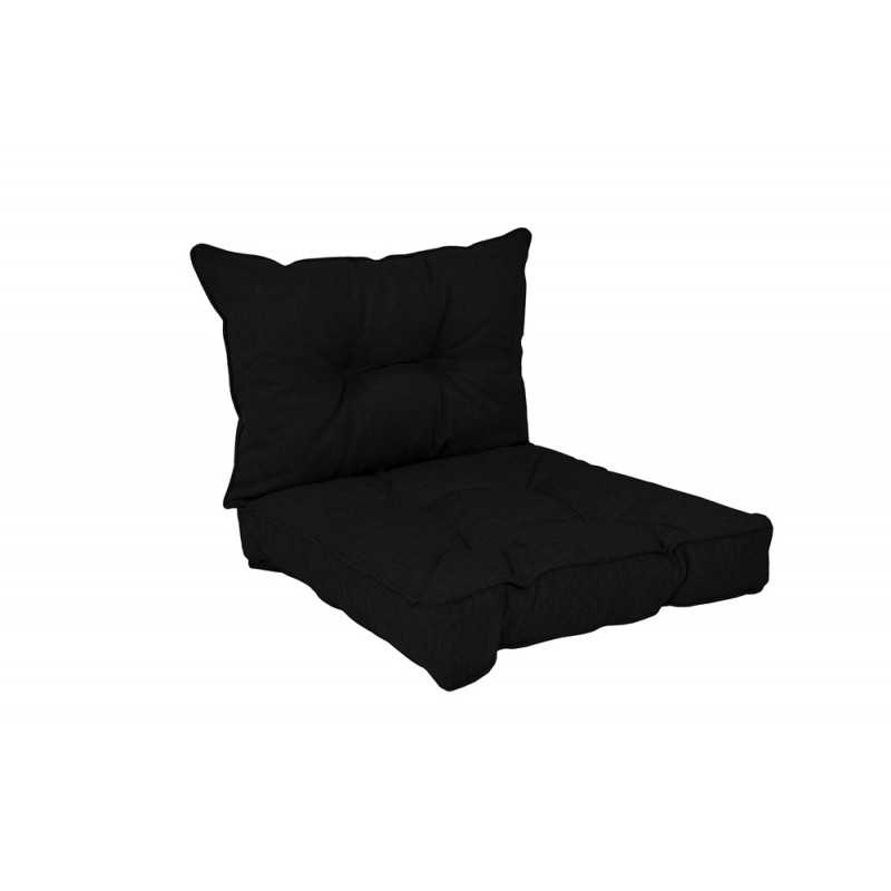 Set de 2 Coussins de Chaise de Jardin, Noir 50x50 + 50x40