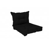 Set de 2 Coussins de Chaise de Jardin, Noir 50x50 + 50x40