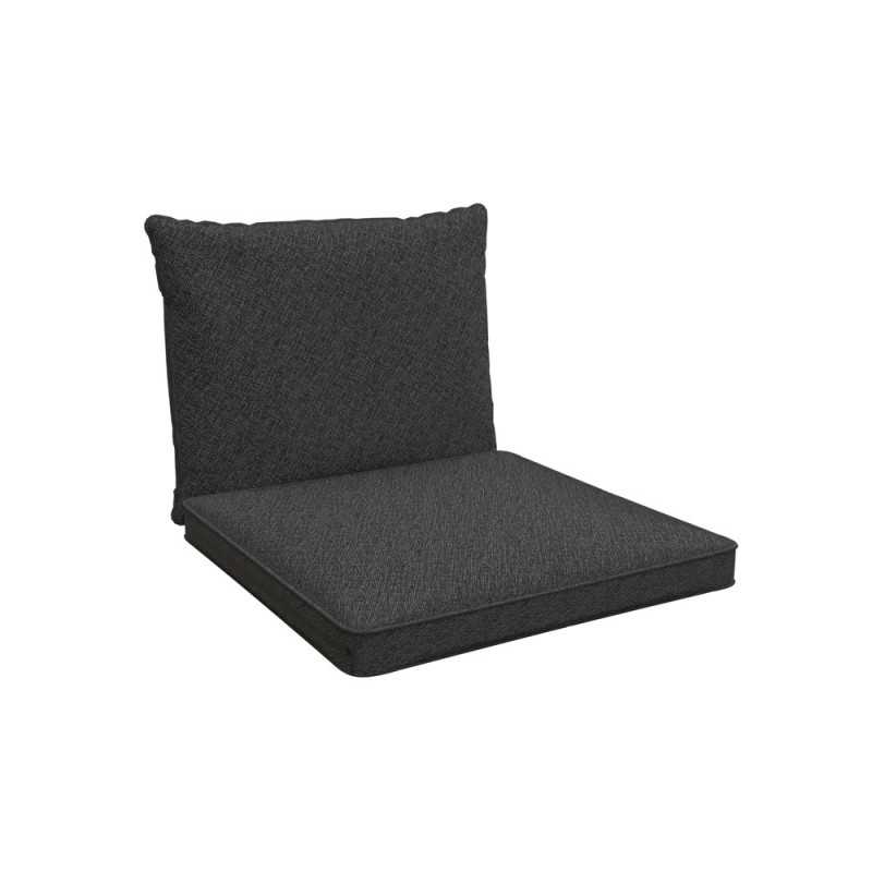 Coussins de chaise, coussins pour meubles en rotin, Set de 2 : siège 40x40x5 cm + dossier 50x40x15 cm, Anthracite