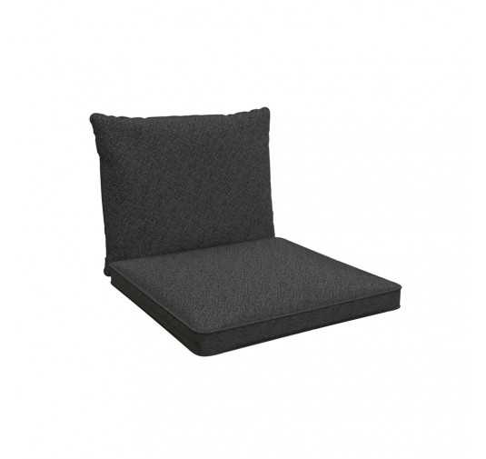 Coussins de chaise, coussins pour meubles en rotin, Set de 2 : siège 40x40x5 cm + dossier 50x40x15 cm, Anthracite