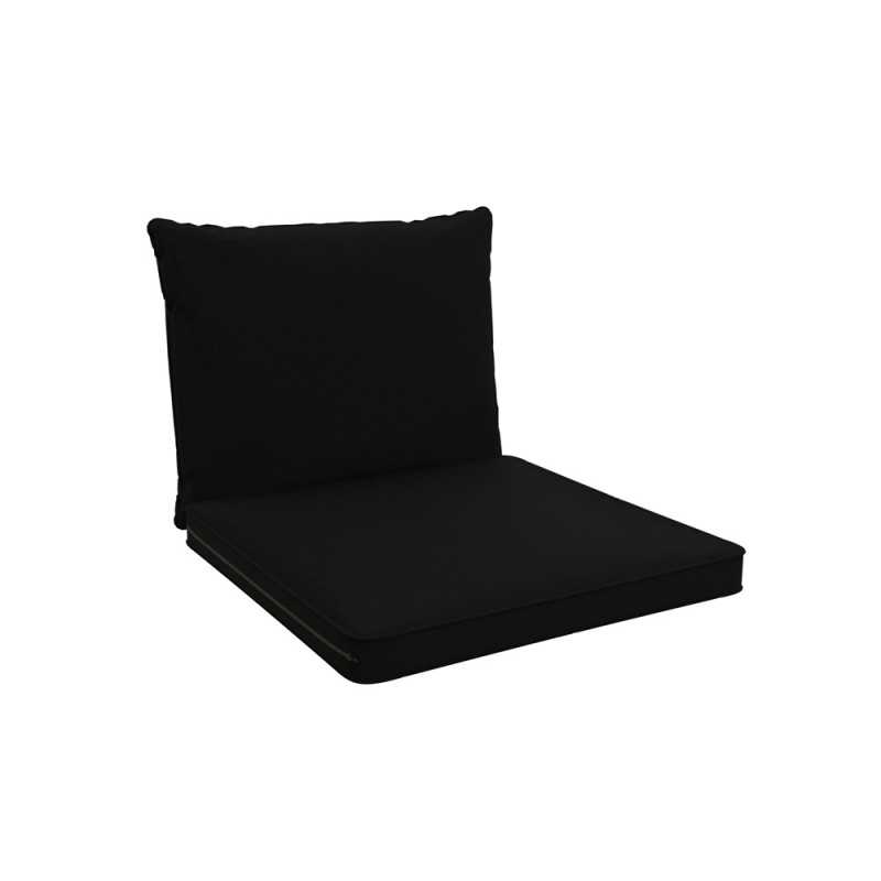 Coussins de chaise, coussins pour meubles en rotin, Set de 2 : siège 40x40x5 cm + dossier 50x40x15 cm, Noir