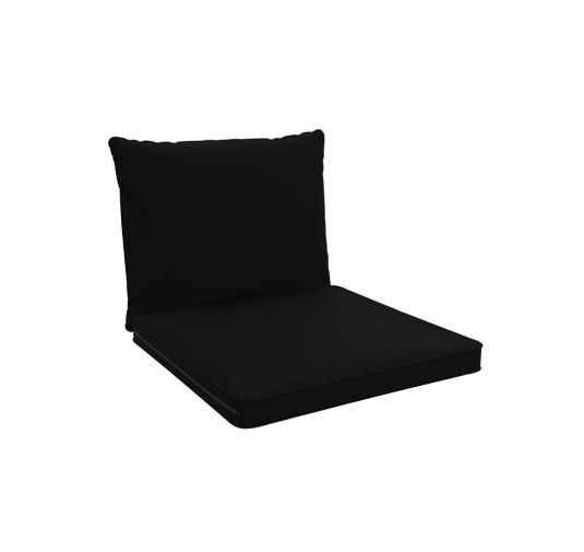 Coussins de chaise, coussins pour meubles en rotin, Set de 2 : siège 40x40x5 cm + dossier 50x40x15 cm, Noir