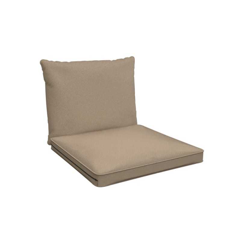 Coussins de chaise, coussins pour meubles en rotin, Set de 2 : siège 40x40x5 cm + dossier 50x40x15 cm, Beige