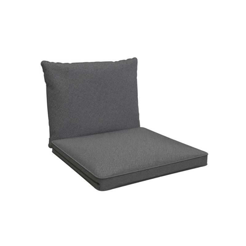 Coussins de chaise, coussins pour meubles en rotin, Set de 2 : siège 40x40x5 cm + dossier 50x40x15 cm, Gris