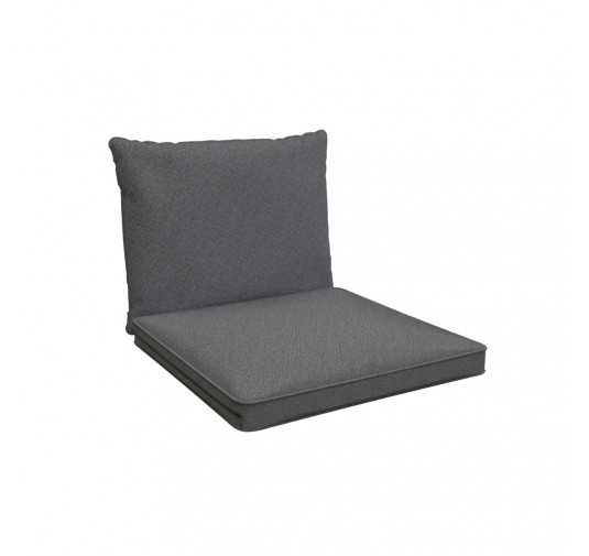 Coussins de chaise, coussins pour meubles en rotin, Set de 2 : siège 60x60x5 cm + dossier 60x40x15 cm, Gris