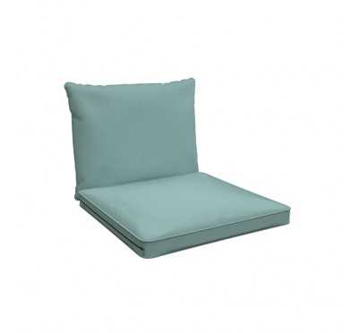 Coussins de chaise, coussins pour meubles en rotin, Set de 2 : siège 40x40x5 cm + dossier 50x40x15 cm, Bleu