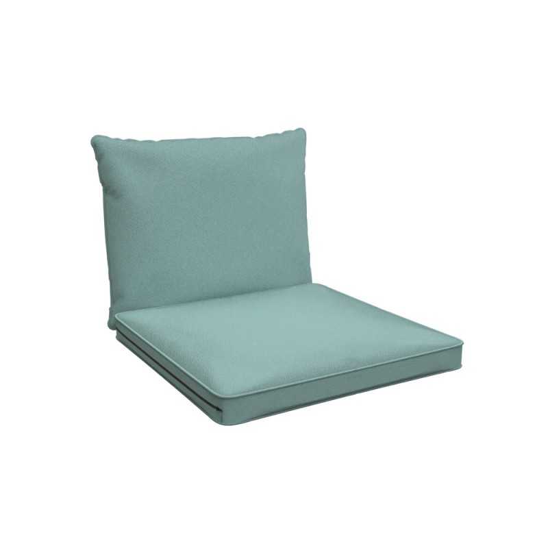 Coussins de chaise, coussins pour meubles en rotin, Set de 2 : siège 40x40x5 cm + dossier 50x40x15 cm, Bleu