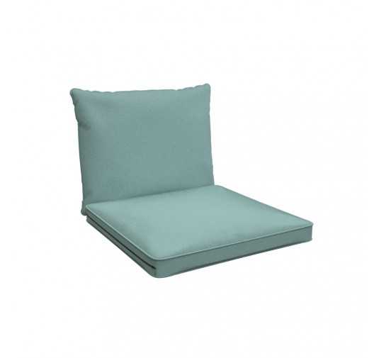 Coussins de chaise, coussins pour meubles en rotin, Set de 2 : siège 40x40x5 cm + dossier 50x40x15 cm, Bleu