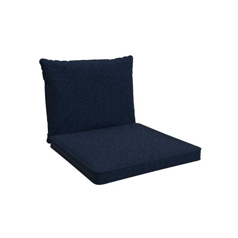 Coussins de chaise, coussins pour meubles en rotin, Set de 2 : siège 40x40x5 cm + dossier 50x40x15 cm, Bleu Foncé