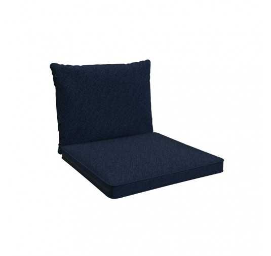 Coussins de chaise, coussins pour meubles en rotin, Set de 2 : siège 40x40x5 cm + dossier 50x40x15 cm, Bleu Foncé