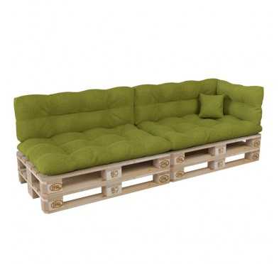 Set de 6 Coussins pour Palette, 2x 120x80 + 2x 120x40 + 60x40 + 40x40, Matelassé, Vert Lime