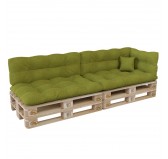 Set de 6 Coussins pour Palette, 2x 120x80 + 2x 120x40 + 60x40 + 40x40, Matelassé, Vert Lime