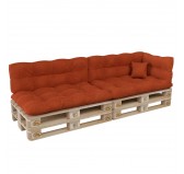 Set de 6 Coussins pour Palette, 2x 120x80 + 2x 120x40 + 60x40 + 40x40, Matelassé, Orange