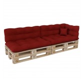 Set de 6 Coussins pour Palette, 2x 120x80 + 2x 120x40 + 60x40 + 40x40, Matelassé, Rouge