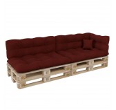 Set de 6 Coussins pour Palette, 2x 120x80 + 2x 120x40 + 60x40 + 40x40, Matelassé, Bordeaux