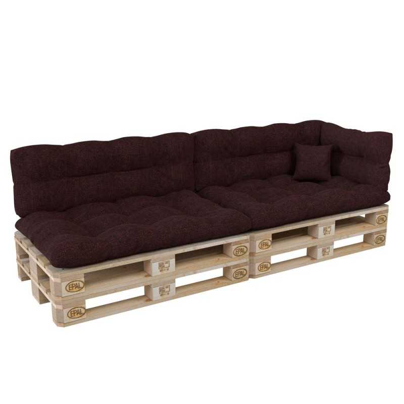 Set de 6 Coussins pour Palette, 2x 120x80 + 2x 120x40 + 60x40 + 40x40, Matelassé, Violet