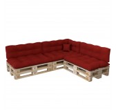 Set de 8 Coussins pour Palette, 3x 120x80 + 3x 120x40 + 60x40 + 40x40, Matelassé, Rouge