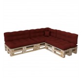 Set de 8 Coussins pour Palette, 3x 120x80 + 3x 120x40 + 60x40 + 40x40, Matelassé, Bordeaux