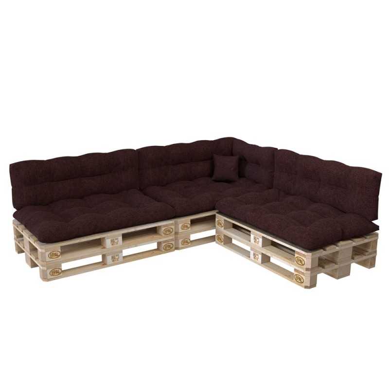 Set de 8 Coussins pour Palette, 3x 120x80 + 3x 120x40 + 60x40 + 40x40, Matelassé, Violet