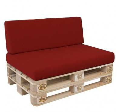 Set de 2 Coussins pour Palette 120x80 + 120x40, Rouge