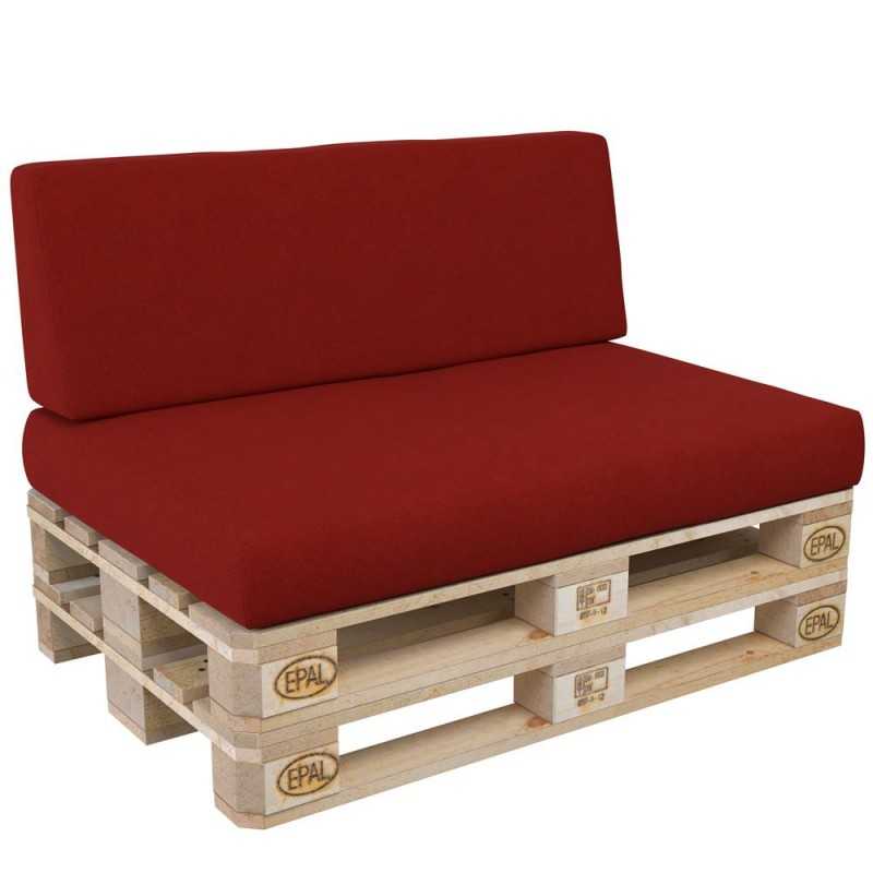 Set de 2 Coussins pour Palette 120x80 + 120x40, Rouge