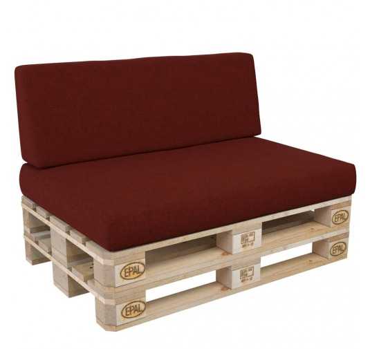 Set de 2 Coussins pour Palette 120x80 + 120x40, Bordeaux