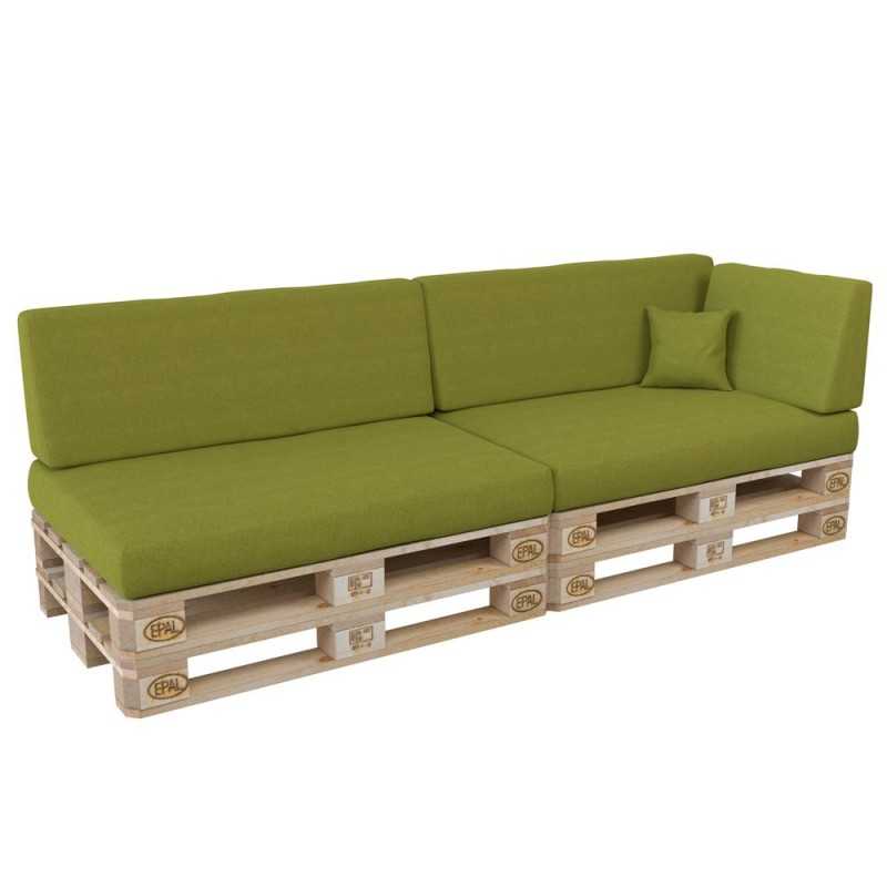 Set de 6 Coussins pour Palette, 2x 120x80 + 2x 120x40 + 60x40 + 40x40, Vert Lime