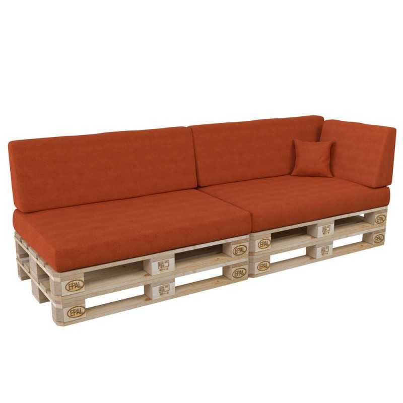 Set de 6 Coussins pour Palette, 2x 120x80 + 2x 120x40 + 60x40 + 40x40, Orange