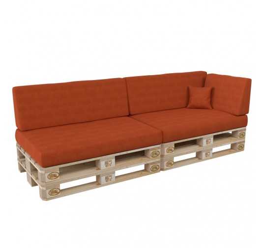 Set de 6 Coussins pour Palette, 2x 120x80 + 2x 120x40 + 60x40 + 40x40, Orange