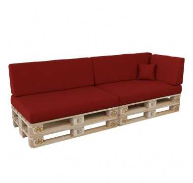 Set de 6 Coussins pour Palette, 2x 120x80 + 2x 120x40 + 60x40 + 40x40, Rouge