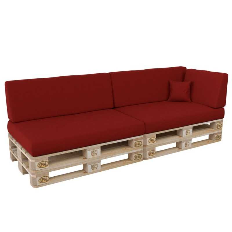 Set de 6 Coussins pour Palette, 2x 120x80 + 2x 120x40 + 60x40 + 40x40, Rouge