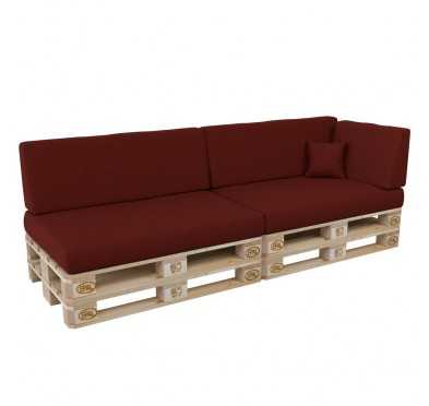 Set de 6 Coussins pour Palette, 2x 120x80 + 2x 120x40 + 60x40 + 40x40, Bordeaux