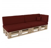 Set de 6 Coussins pour Palette, 2x 120x80 + 2x 120x40 + 60x40 + 40x40, Bordeaux