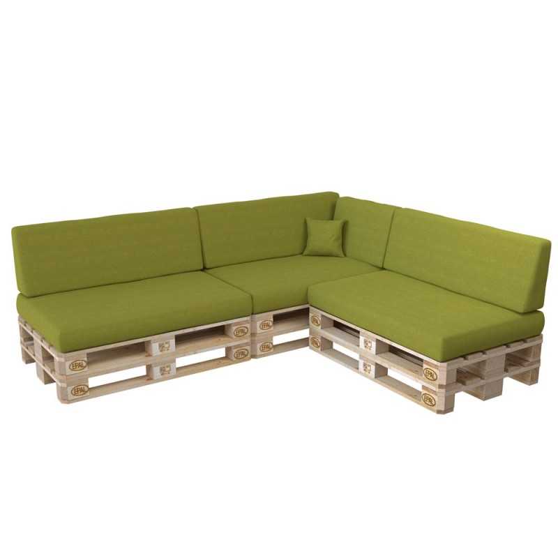 Set de 8 Coussins pour Palette, 3x 120x80 + 3x 120x40 + 60x40 + 40x40, Vert Lime