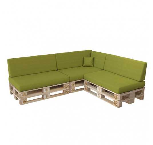 Set de 8 Coussins pour Palette, 3x 120x80 + 3x 120x40 + 60x40 + 40x40, Vert Lime