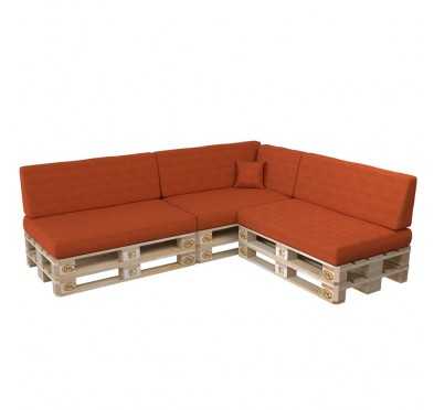 Set de 8 Coussins pour Palette, 3x 120x80 + 3x 120x40 + 60x40 + 40x40, Orange