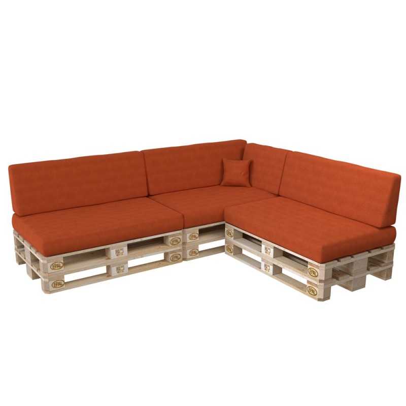 Set de 8 Coussins pour Palette, 3x 120x80 + 3x 120x40 + 60x40 + 40x40, Orange