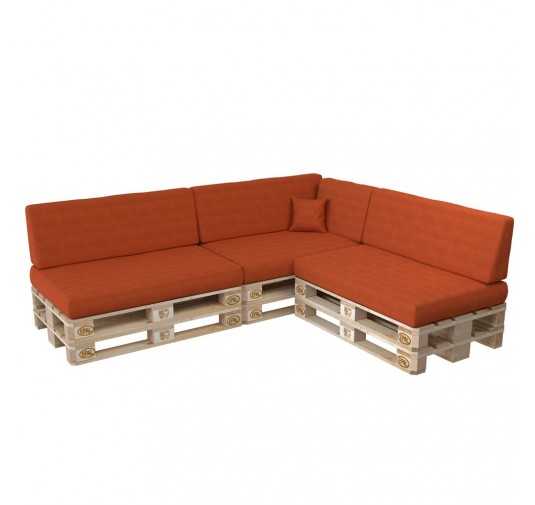 Set de 8 Coussins pour Palette, 3x 120x80 + 3x 120x40 + 60x40 + 40x40, Orange