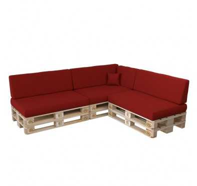 Set de 8 Coussins pour Palette, 3x 120x80 + 3x 120x40 + 60x40 + 40x40, Rouge