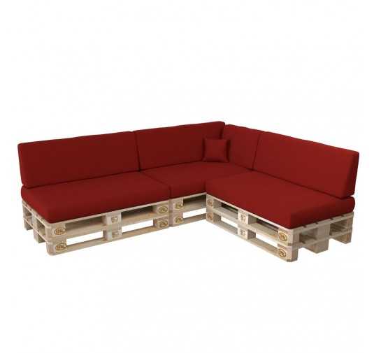 Set de 8 Coussins pour Palette, 3x 120x80 + 3x 120x40 + 60x40 + 40x40, Rouge