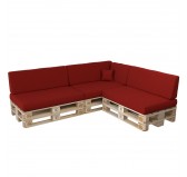 Set de 8 Coussins pour Palette, 3x 120x80 + 3x 120x40 + 60x40 + 40x40, Rouge