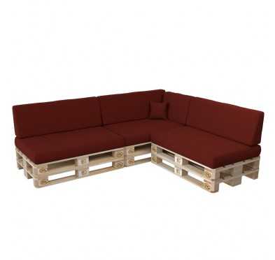 Set de 8 Coussins pour Palette, 3x 120x80 + 3x 120x40 + 60x40 + 40x40, Bordeaux