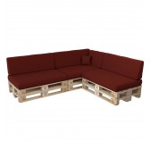 Set de 8 Coussins pour Palette, 3x 120x80 + 3x 120x40 + 60x40 + 40x40, Bordeaux