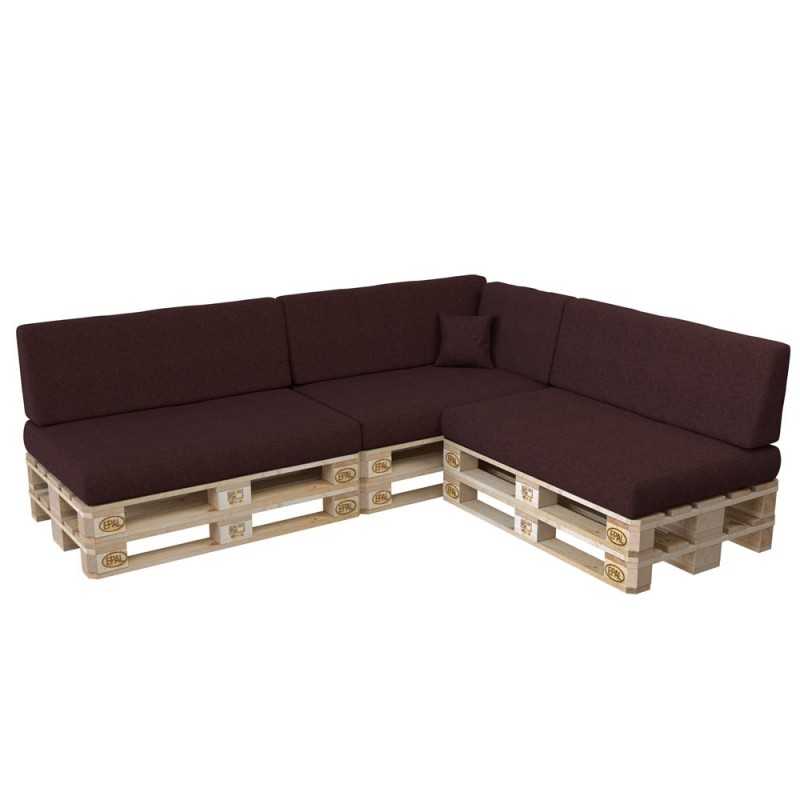 Set de 8 Coussins pour Palette, 3x 120x80 + 3x 120x40 + 60x40 + 40x40, Violet