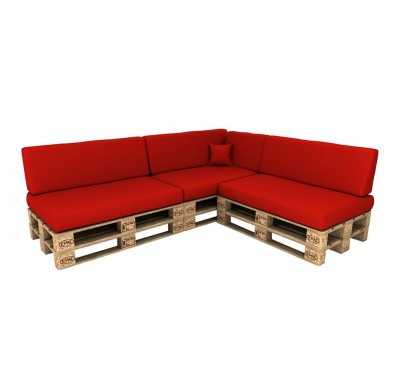 Set de 8 Coussins pour Palettes Imperméable 120x80 + 120x40 Rouge