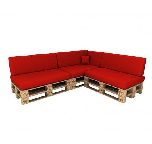 Set de 8 Coussins pour Palettes Imperméable 120x80 + 120x40 Rouge