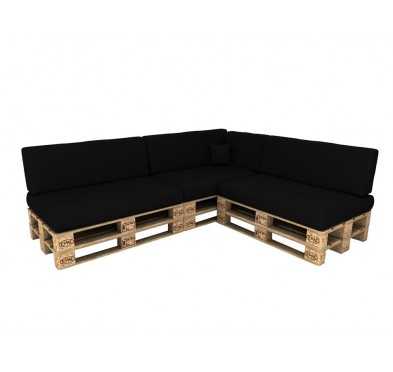 Set de 8 Coussins pour Palettes Imperméable 120x80 + 120x40 Noir