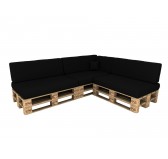 Set de 8 Coussins pour Palettes Imperméable 120x80 + 120x40 Noir