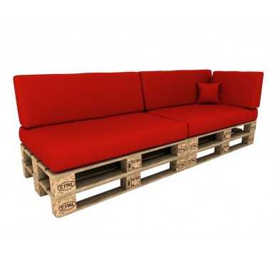 Set de 6 Coussins pour Palettes Imperméable 120x80 + 120x40 Rouge